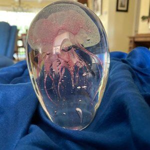 Jelly Fish - Glass Paper Weight - Pink